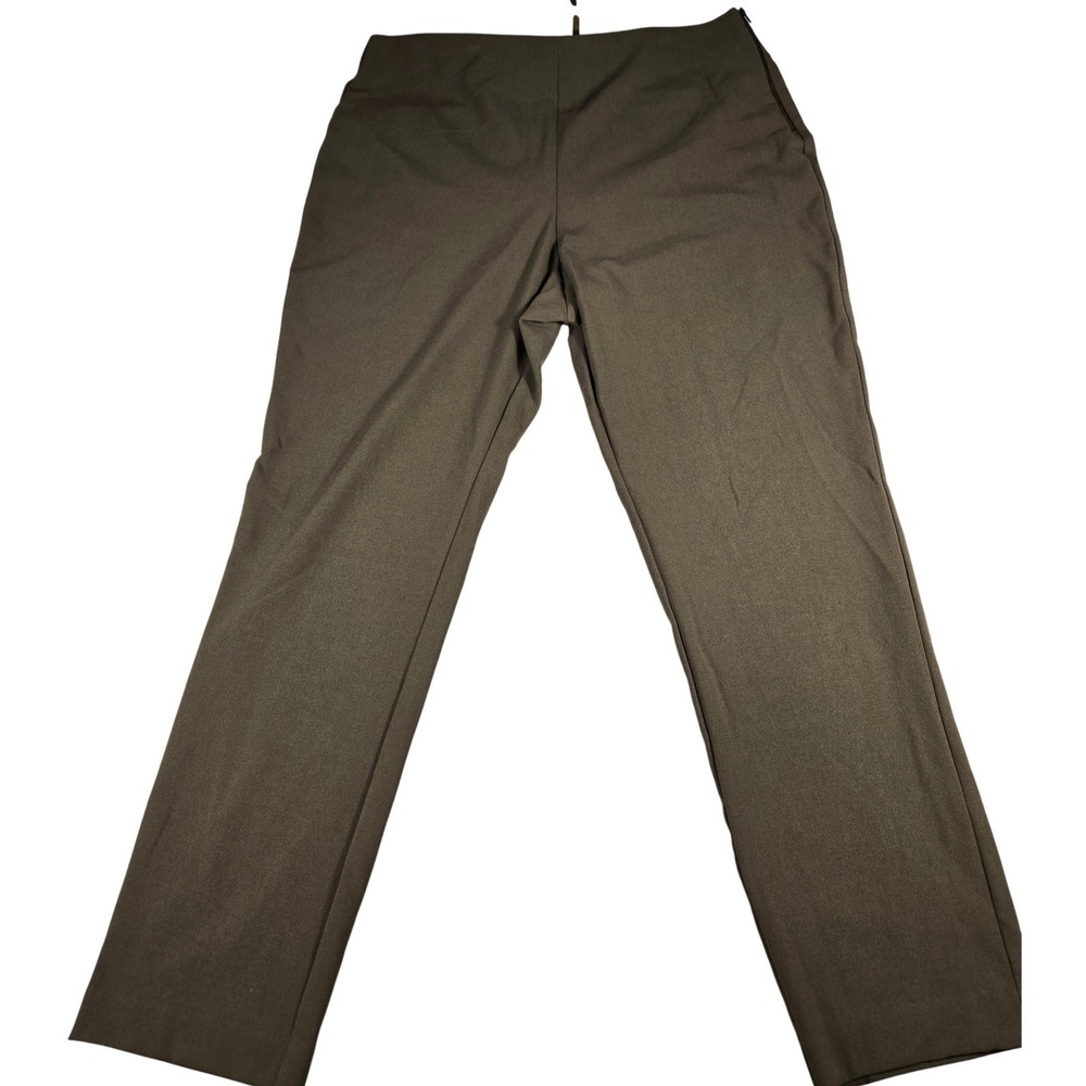 Nine West Side-Zip Skinny Pants Olive Green High Rise Stretch Trousers 14 NEW